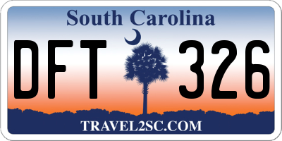 SC license plate DFT326