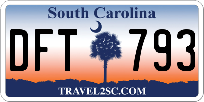 SC license plate DFT793