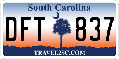 SC license plate DFT837