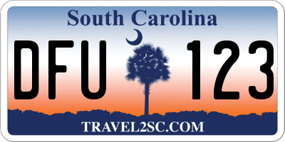 SC license plate DFU123