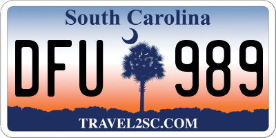 SC license plate DFU989