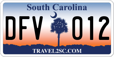 SC license plate DFV012