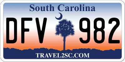 SC license plate DFV982