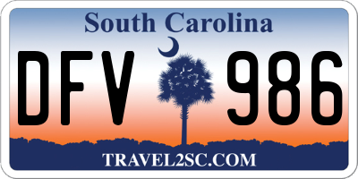 SC license plate DFV986