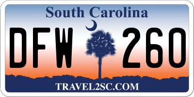 SC license plate DFW260