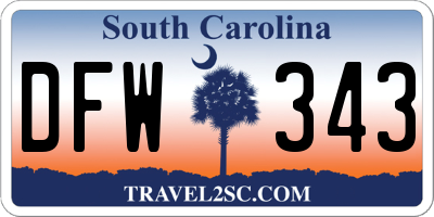 SC license plate DFW343