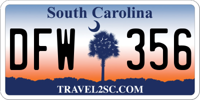 SC license plate DFW356