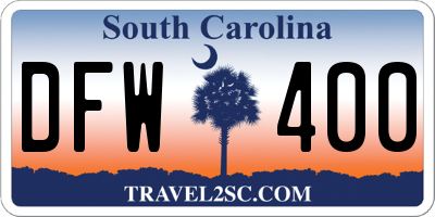 SC license plate DFW400