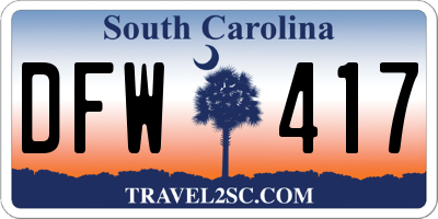 SC license plate DFW417