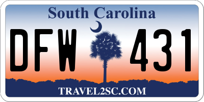 SC license plate DFW431