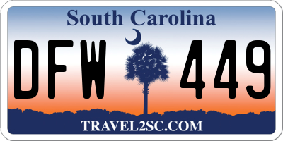 SC license plate DFW449