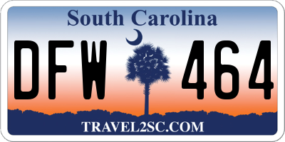 SC license plate DFW464