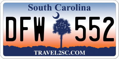 SC license plate DFW552