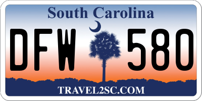 SC license plate DFW580