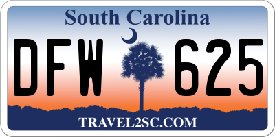 SC license plate DFW625