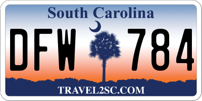 SC license plate DFW784
