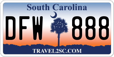 SC license plate DFW888