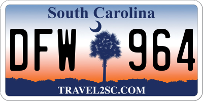 SC license plate DFW964