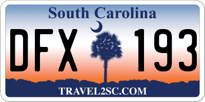 SC license plate DFX193