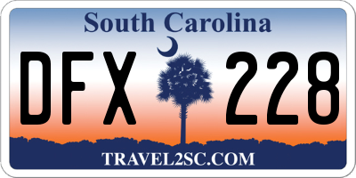 SC license plate DFX228