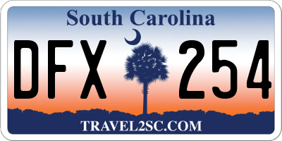 SC license plate DFX254