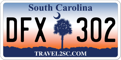 SC license plate DFX302