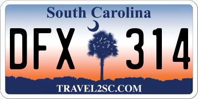 SC license plate DFX314