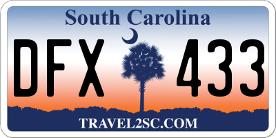 SC license plate DFX433