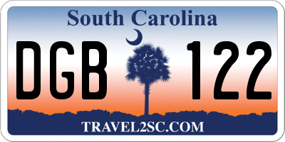 SC license plate DGB122