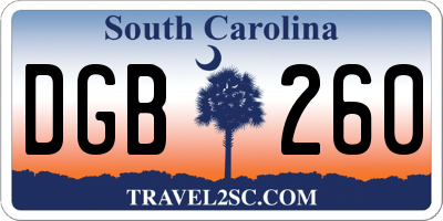 SC license plate DGB260