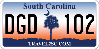 SC license plate DGD102