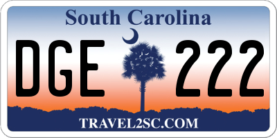 SC license plate DGE222