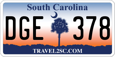 SC license plate DGE378