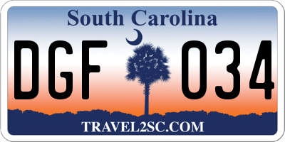 SC license plate DGF034