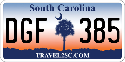 SC license plate DGF385