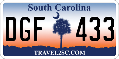SC license plate DGF433