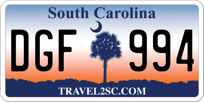 SC license plate DGF994