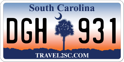 SC license plate DGH931