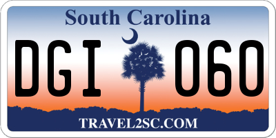 SC license plate DGI060
