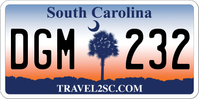 SC license plate DGM232