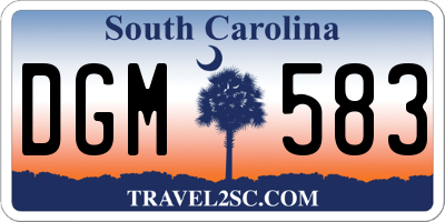SC license plate DGM583
