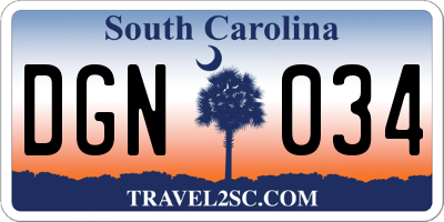 SC license plate DGN034