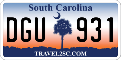SC license plate DGU931