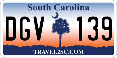 SC license plate DGV139