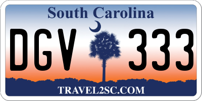 SC license plate DGV333