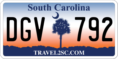SC license plate DGV792