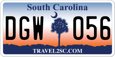 SC license plate DGW056