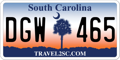 SC license plate DGW465