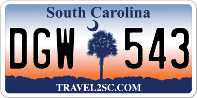SC license plate DGW543