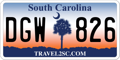 SC license plate DGW826